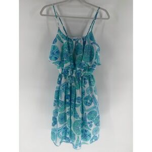 Lilly Pulitzer for Target XS Dress‎ White Blue Green Sand Dollar Sleeveless